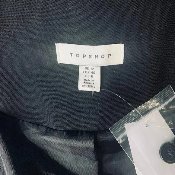 Topshop Black Belted Women's Blazer Jacket Size 8 Polyester Viscose Blend - Picture 8 of 16